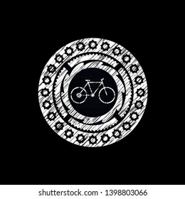 bike icon inside chalk emblem