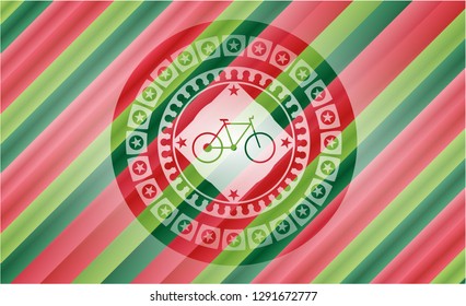 bike icon inside christmas badge background.