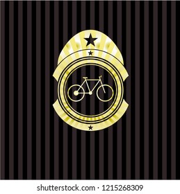 bike icon inside gold shiny badge