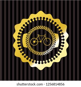 bike icon inside gold shiny emblem