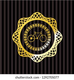 bike icon inside gold shiny emblem