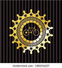 bike icon inside gold shiny badge