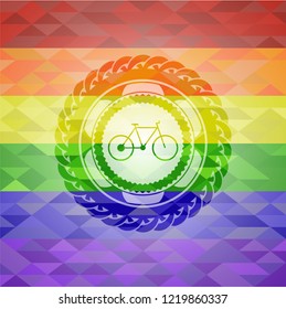 bike icon inside lgbt colors emblem 