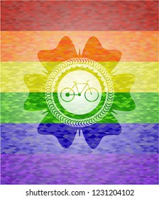 bike icon inside lgbt colors emblem 