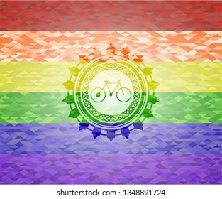 bike icon inside lgbt colors emblem 