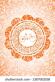 bike icon inside orange mosaic emblem