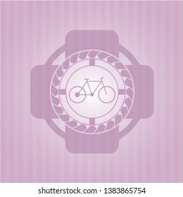 bike icon inside pink icon or emblem