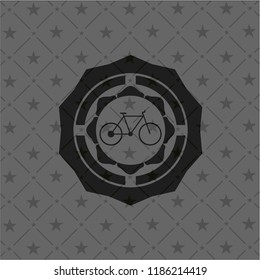 bike icon inside realistic dark emblem