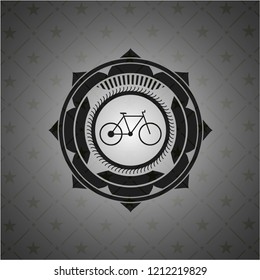 bike icon inside realistic dark emblem
