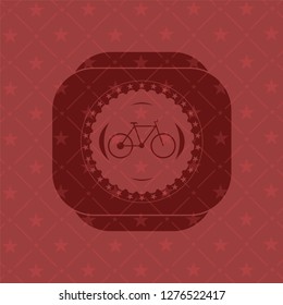 bike icon inside realistic red emblem
