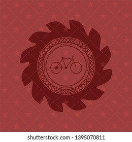 bike icon inside realistic red emblem