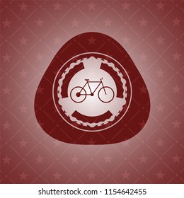 bike icon inside red emblem. Retro