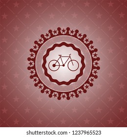 bike icon inside red emblem. Retro
