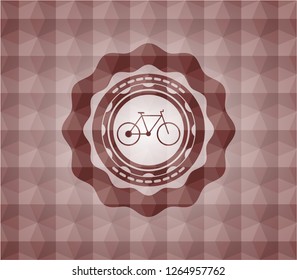 bike icon inside red seamless polygonal badge.
