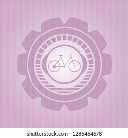 bike icon inside vintage pink emblem