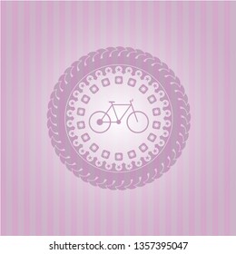 bike icon inside vintage pink emblem