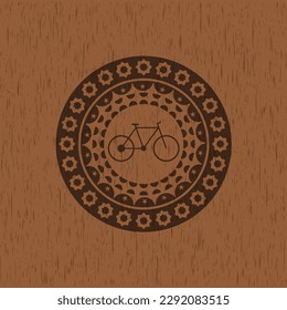 bike icon inside wood signboards. 