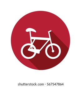 Bike icon isolated vector sign symbol on red background. Transport elements. Can be used in logo, UI and web design