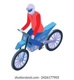 Bike icon isometric vector. Motor cross. Biker helmet