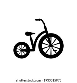 Bike icon. Kids bicycle silhouette. Child bike black shape. Vector illustration isolated on white