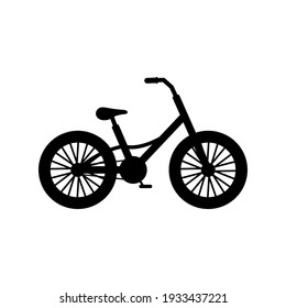 Bike icon. Kids bicycle silhouette. Child bike black shape. Vector illustration isolated on white