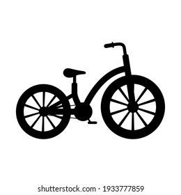 Bike icon. Kids bicycle silhouette. Child bike black shape. Vector illustration isolated on white