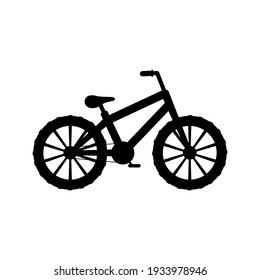 Bike icon. Kids bicycle silhouette. Child bike black shape. Vector illustration isolated on white