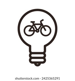 Bike icon in light bulb. E-bike idea logo isolated on white background