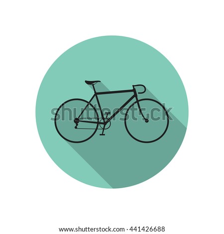 Bike icon with long shadow. Simple vector illustration of bike