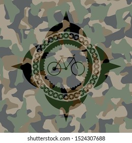 bike icon on camo pattern