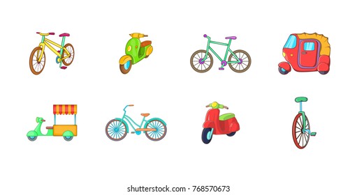 Bike icon set. Cartoon set of bike vector icons for your web design isolated on white background