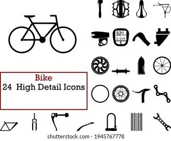 Bike Icon Set. Cute and Smooth Glyph Design. Fully editable vector illustration. Text expanded.