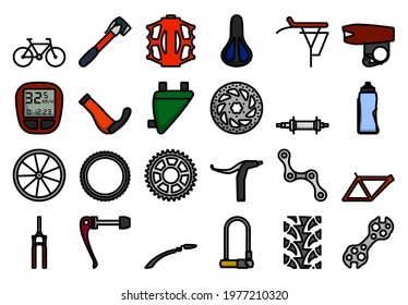 Bike Icon Set. Editable Bold Outline With Color Fill Design. Vector Illustration.