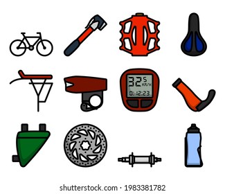 Bike Icon Set. Editable Bold Outline With Color Fill Design. Vector Illustration.