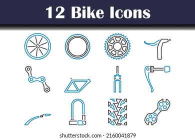 Bike Icon Set. Editable Bold Outline With Color Fill Design. Vector Illustration.