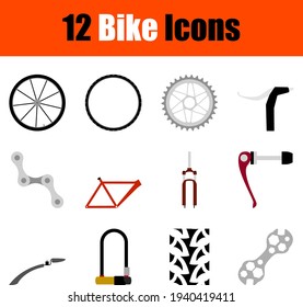 Bike Icon Set. Flat Design. Fully editable vector illustration. Text expanded.