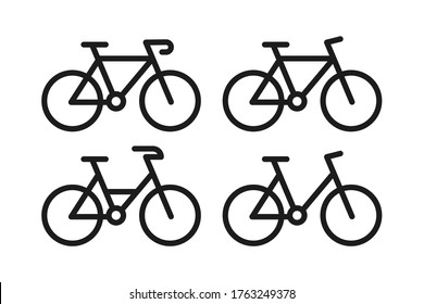 Bike icon set with line and black color vector