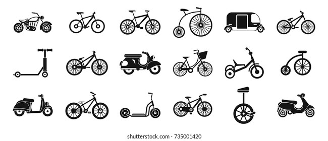 Bike icon set. Simple set of bike vector icons for web design isolated on white background