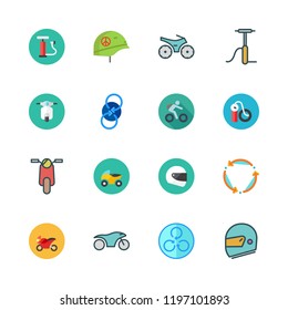 bike icon set. vector set about helmet, spin, bicycle and scooter icons set.
