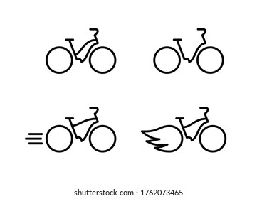 Bike icon set, vector illustration in black on white background