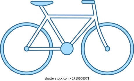 Bike Icon. Thin Line With Blue Fill Design. Vector Illustration.