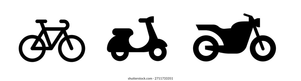 Icono de la bici. Vector de la bici fijado. 