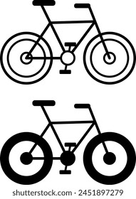 Bike icons. Black and White Vector City Vehicle Icons. Eco-friendly Transport