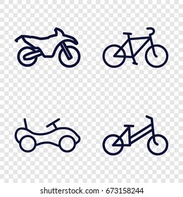 Bike icons set. set of 4 bike outline icons such as bike, child bicycle, bicycle