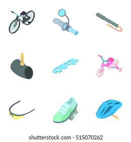 Bike icons set. Cartoon illustration of 9 bike vector icons for web