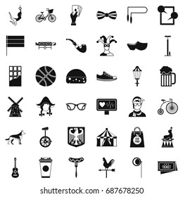 Bike icons set. Simple style of 36 bike vector icons for web isolated on white background