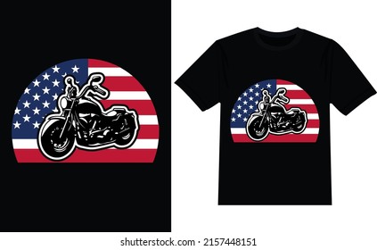 Bike Illustration 4th July T-shirt, Mug Design Vector