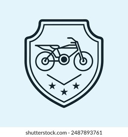 Bike inside shield and helmet inside shield vector illustration.