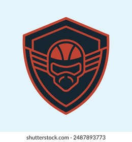 Bike inside shield and helmet inside shield vector illustration.