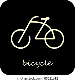 Bike - isolated vector icon on black background. Design element - button. Sign. Can be used as logotype or symbol.